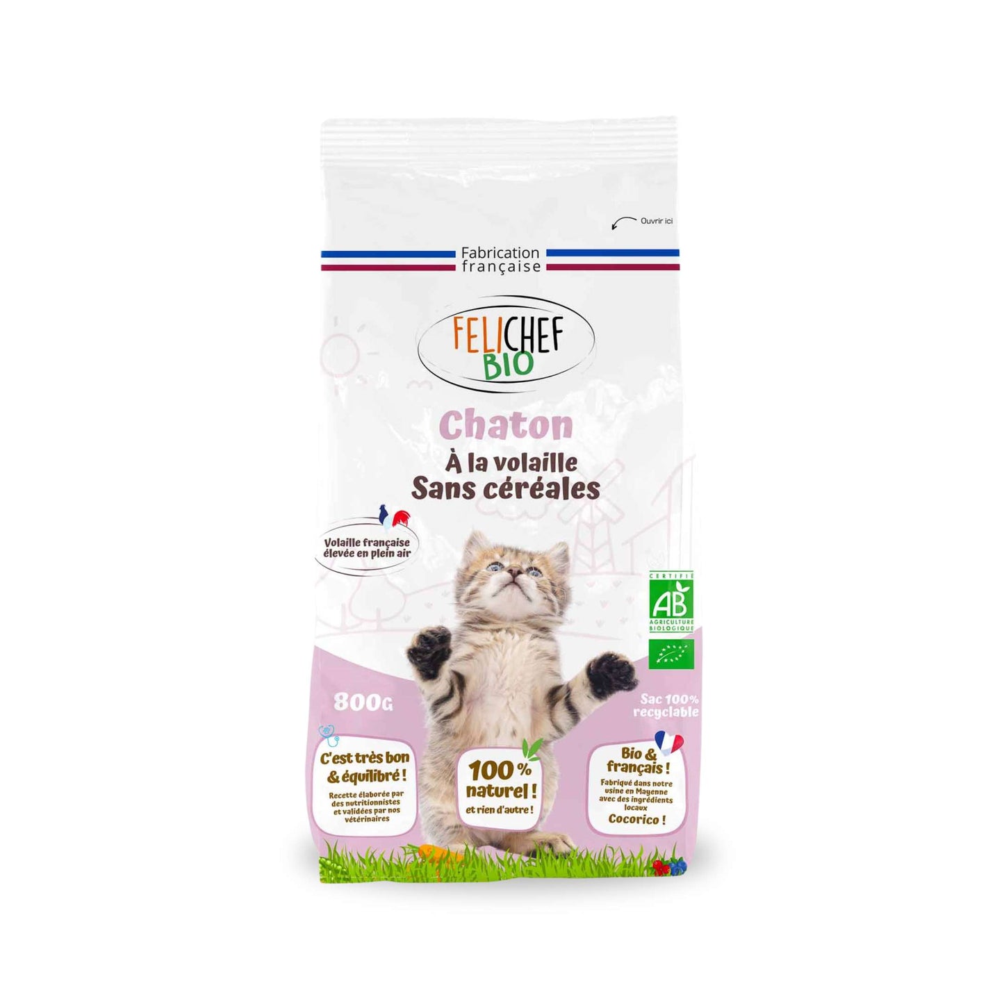 Croquettes sans céréales BIO à la Volaille fraîche - Chaton