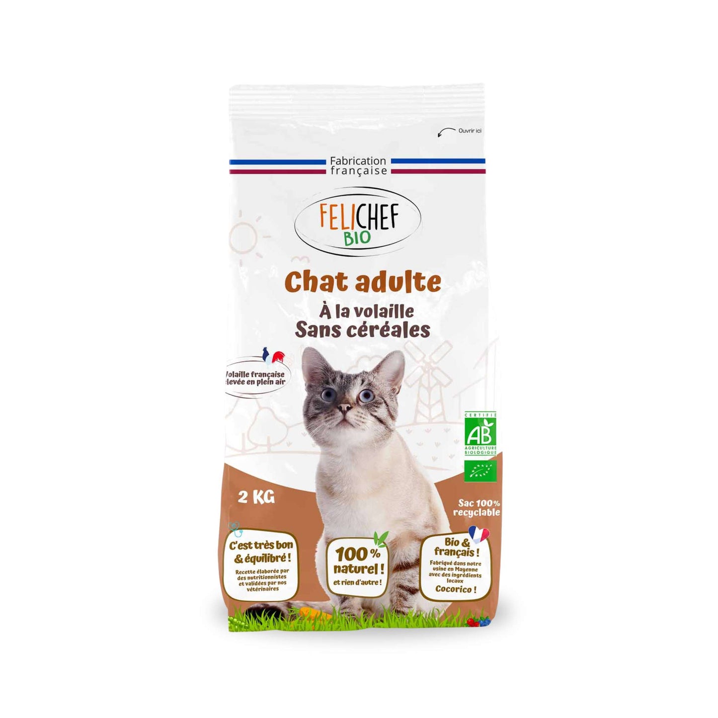 Croquettes sans céréales BIO à la Volaille - Chat adulte