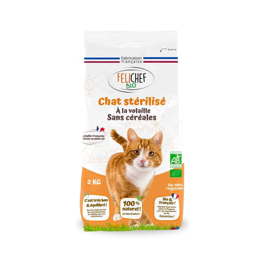 Croquettes sans céréales BIO à la Volaille - Chat stérilisé