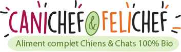 logo canichef felichef croquettes bio chien et chat