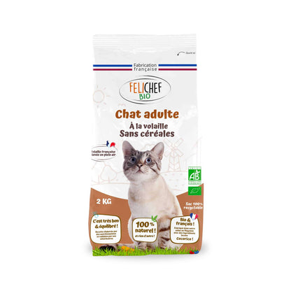 Croquettes sans céréales BIO à la Volaille - Chat adulte